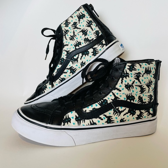 VANS•SK-8 HI•ZIPPER BACKS•SCARDY CAT PRINT•WOMENS SIZE 7 / MENS SIZE 5.5 - Picture 1 of 9